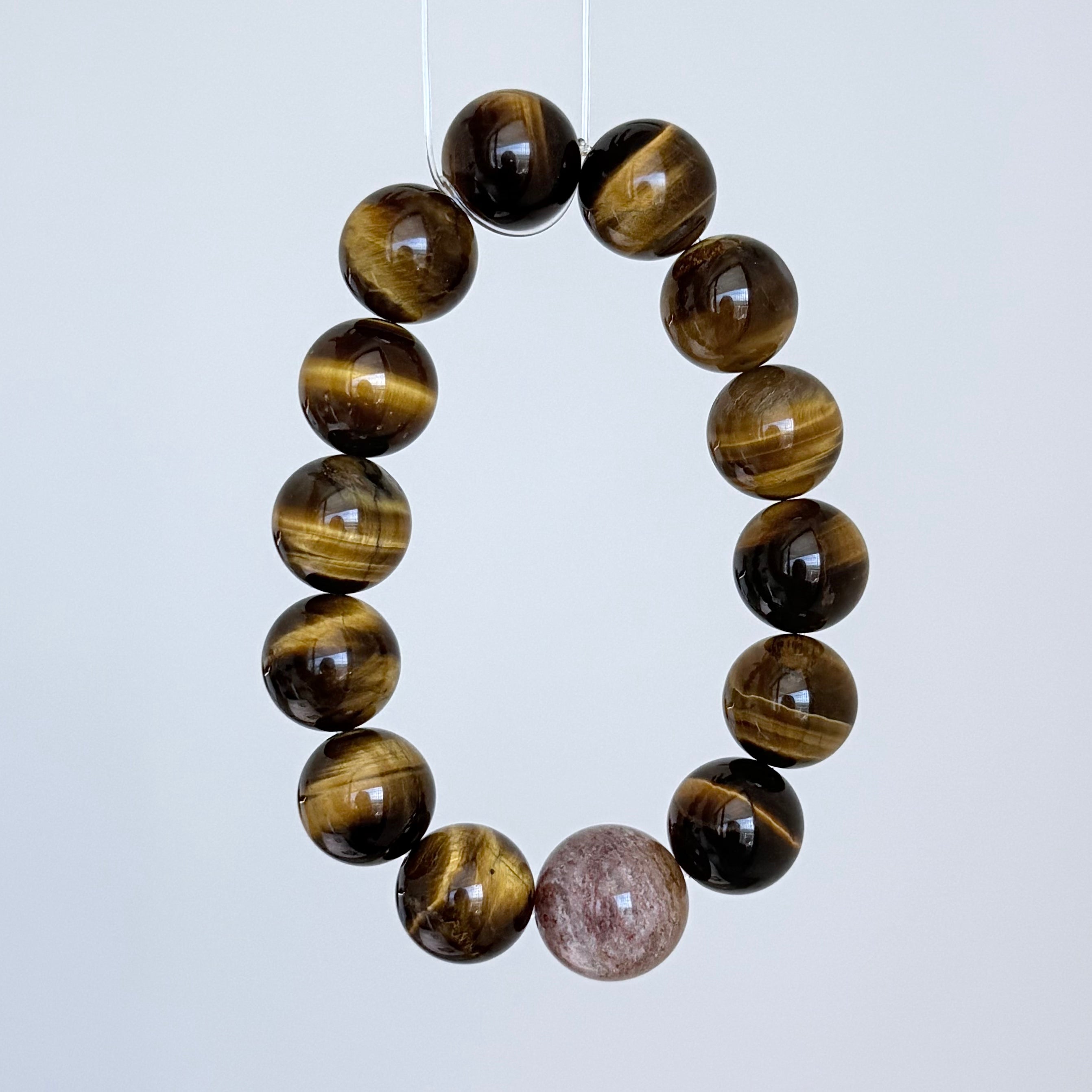 Tiger's Eye Crystal Bracelet with Brown Stone Center