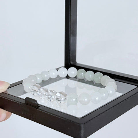 White Chalcedony & Clear Quartz Bracelet