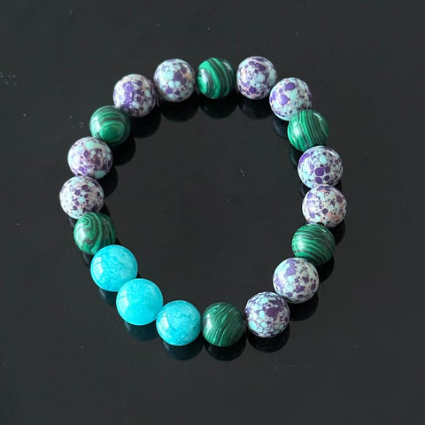 Amazonite, Malachite & Purple Jasper Bracelet