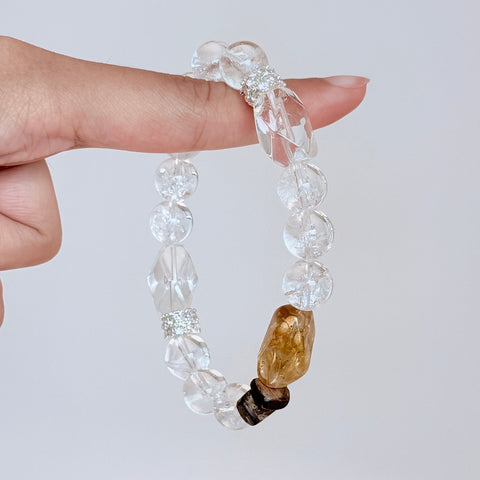 Citrine & Clear Quartz Crystal Bracelet