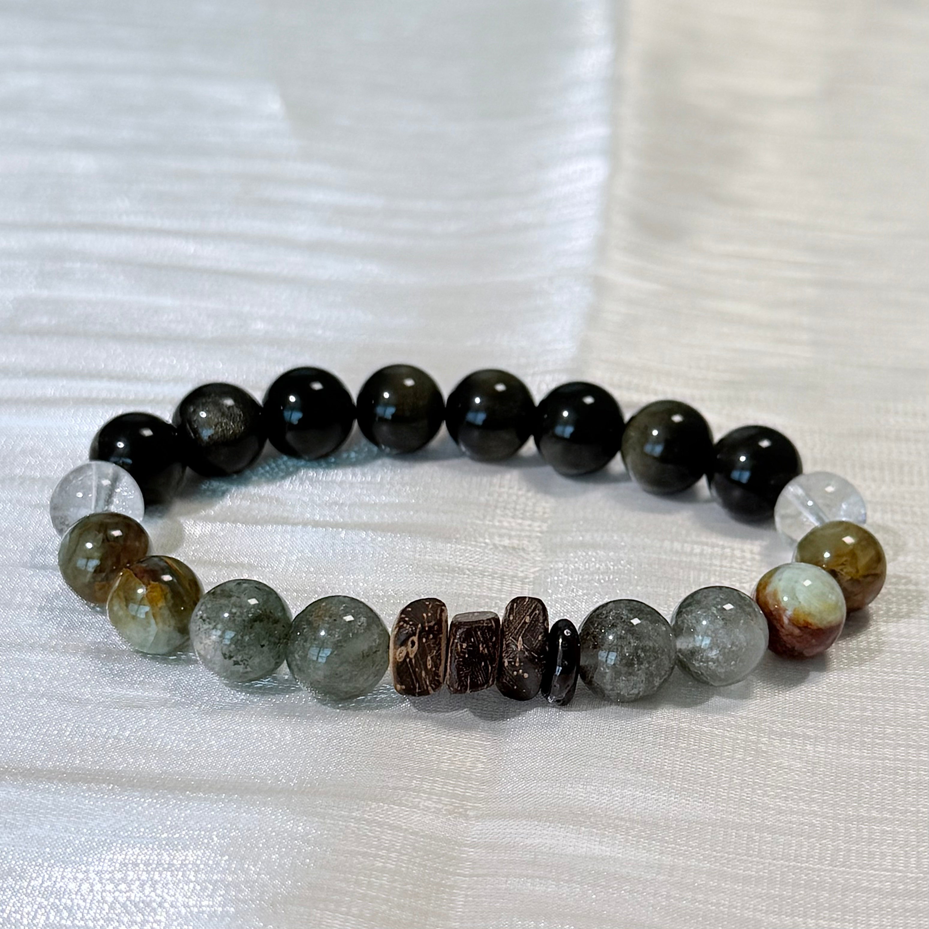 Labradorite & Obsidian Protection Bracelet