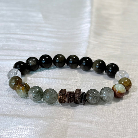 Labradorite & Obsidian Protection Bracelet