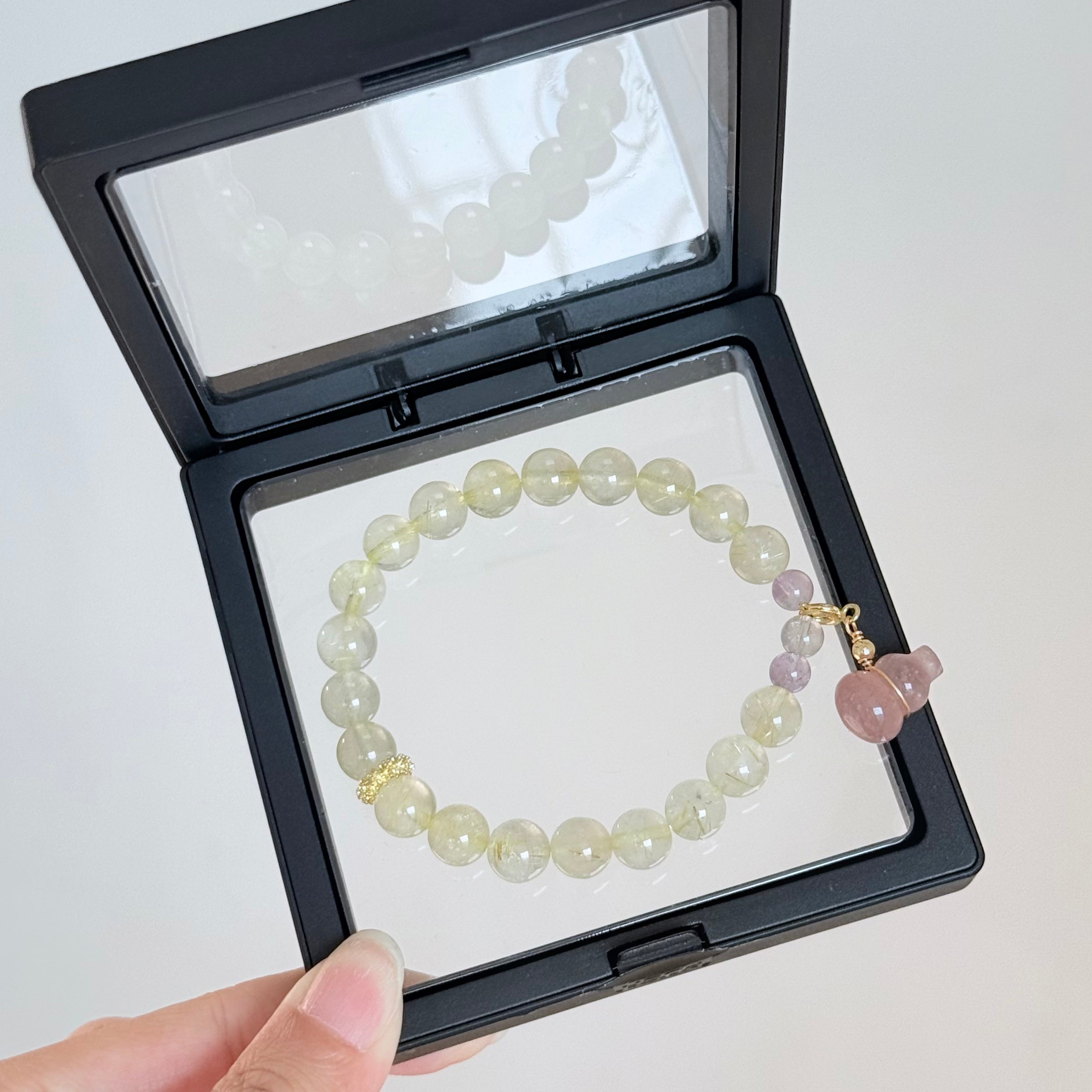 Golden Rutilated Quartz & Pink Tourmaline Pixiu Bracelet