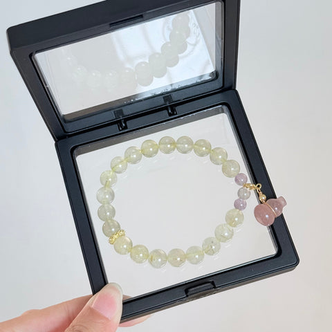 Golden Rutilated Quartz & Pink Tourmaline Pixiu Bracelet