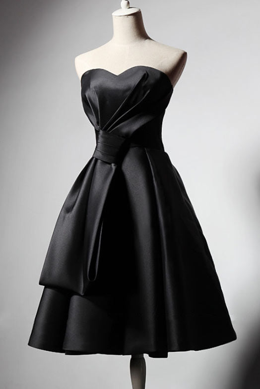 Short Strapless Sweetheart A-Line Black Party Homecoming Dresses – ARSAO