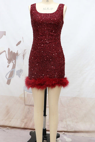 Chic Burgundy Mini Sleeveless Party Homecoming Dress