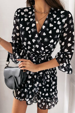 Chic Chiffon Print Mini Dress