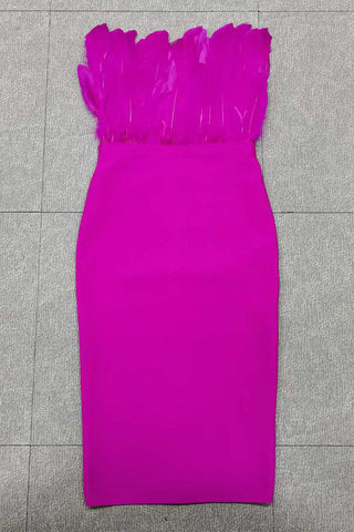 Chic Fuchsia Strapless Bodycon Party Cocktail Dress