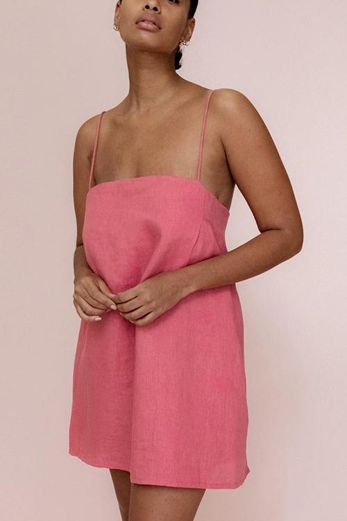 Minimalism Linen Slip Mini Dress