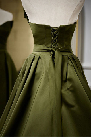 Dark Green Strapless Lace Up Formal Gown Evening Dress