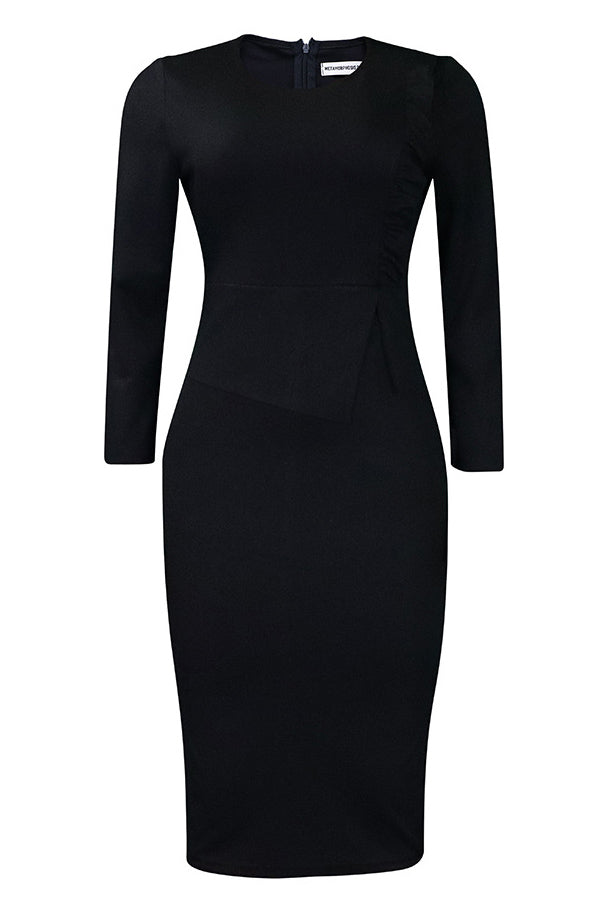 Dark Navy Long Sleeve Bodycon Dress