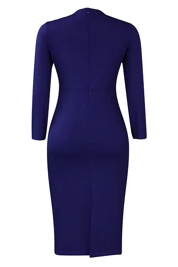 Dark Navy Long Sleeve Bodycon Dress