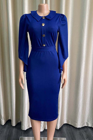 Dark Navy Midi Bodycon Office Dress