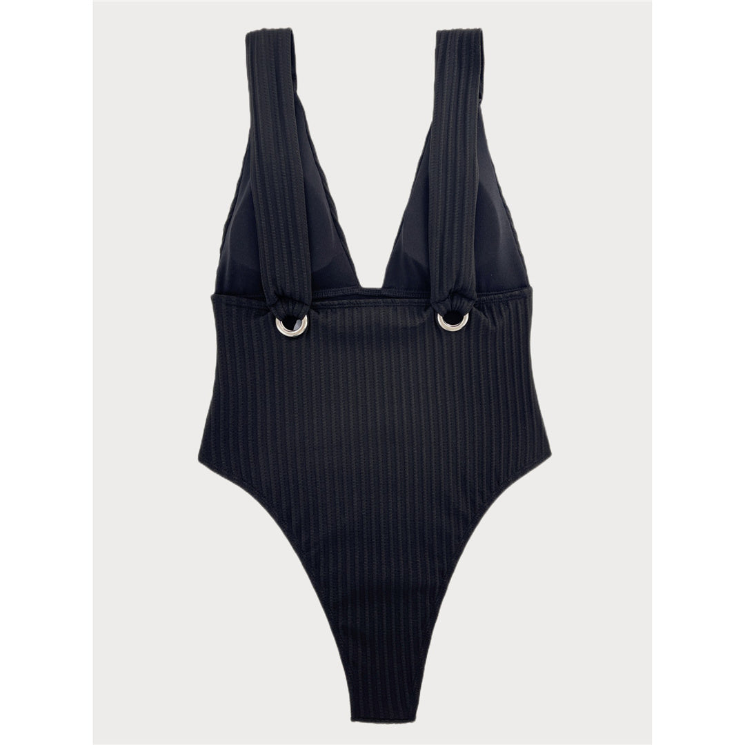 Jill Deep V Neck Ribbed Monokini