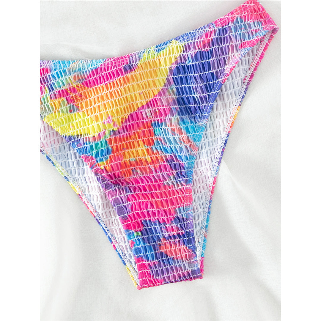 Jasmine Printed Bandeau Wrinkled V Shaped Bikini