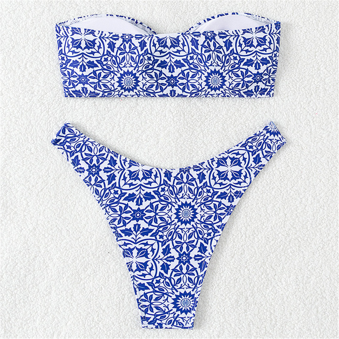 Joan Bandeau Printed Brazilian Bikini