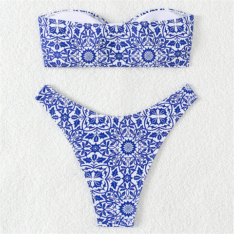 Joan Bandeau Printed Brazilian Bikini