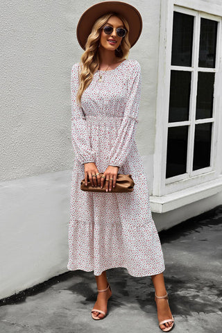 Floral A-Line Long Sleeve Maxi Dress