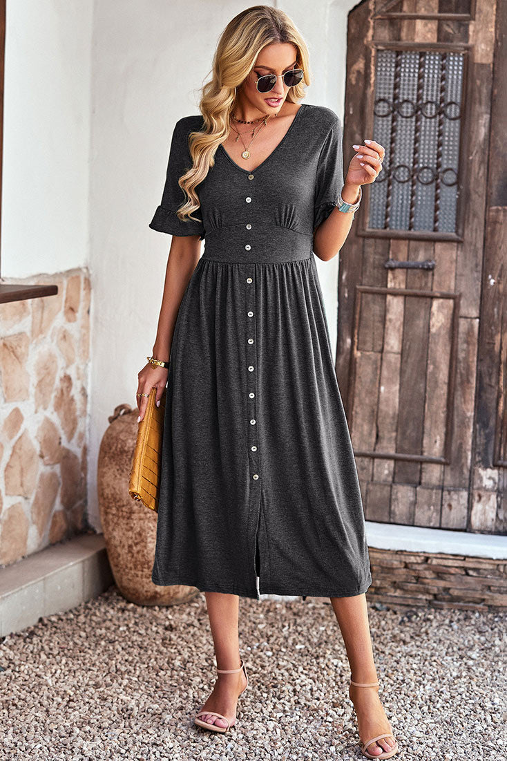 Gray A-line Mid-Length Dress