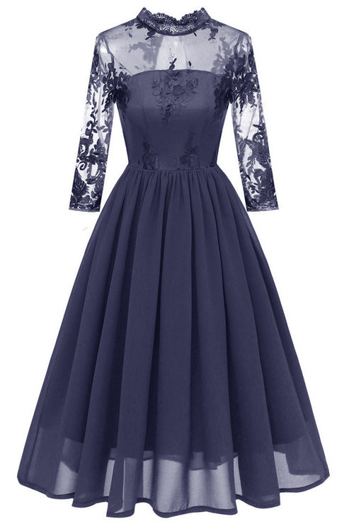 Grey A-Line Cocktail Party Graduation Dress