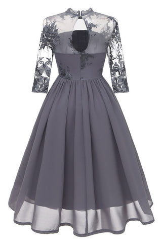 Grey A-Line Cocktail Party Graduation Dress