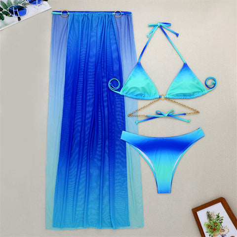 Yvonne With Cover Up Gradient Halter Bikini