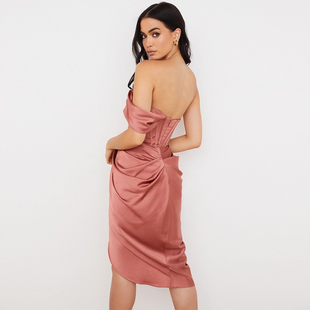 Billini Elegant Off The Shoulder Corset Midi Dress