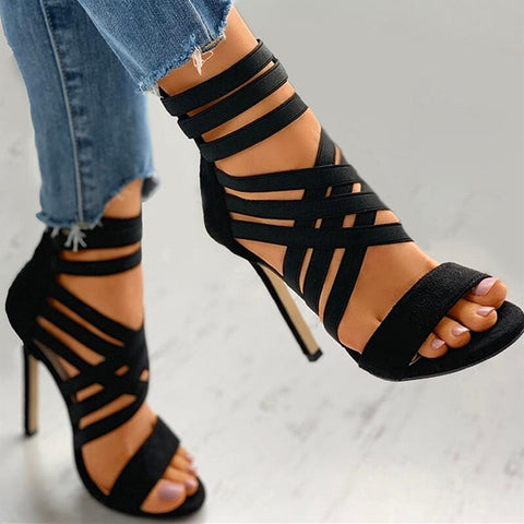 Zipper High Heels Sandals