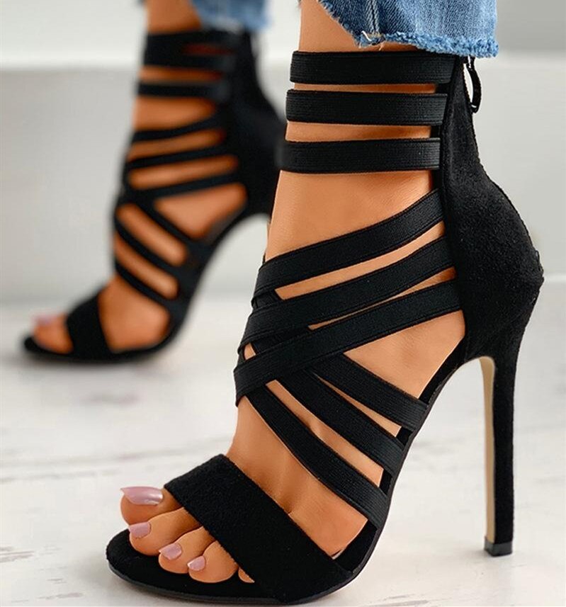 Zipper High Heels Sandals