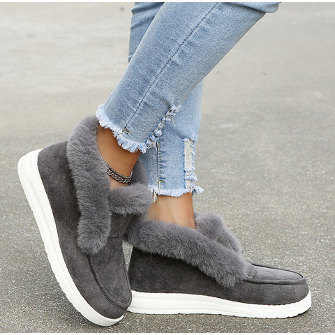 Botas de nieve cálidas de piel de ante y felpa