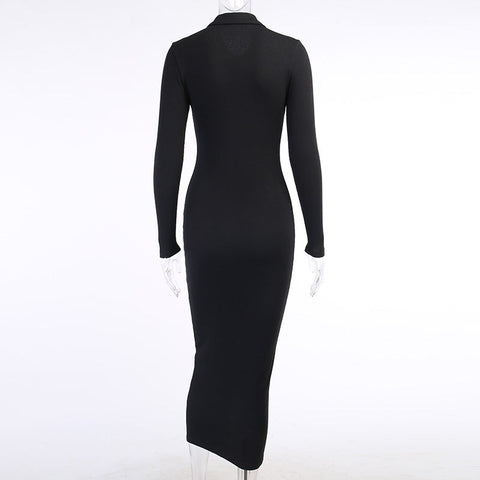 V-Neck Skinny Long Knitted Dress