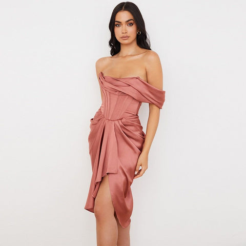 Billini Elegant Off The Shoulder Corset Midi Dress