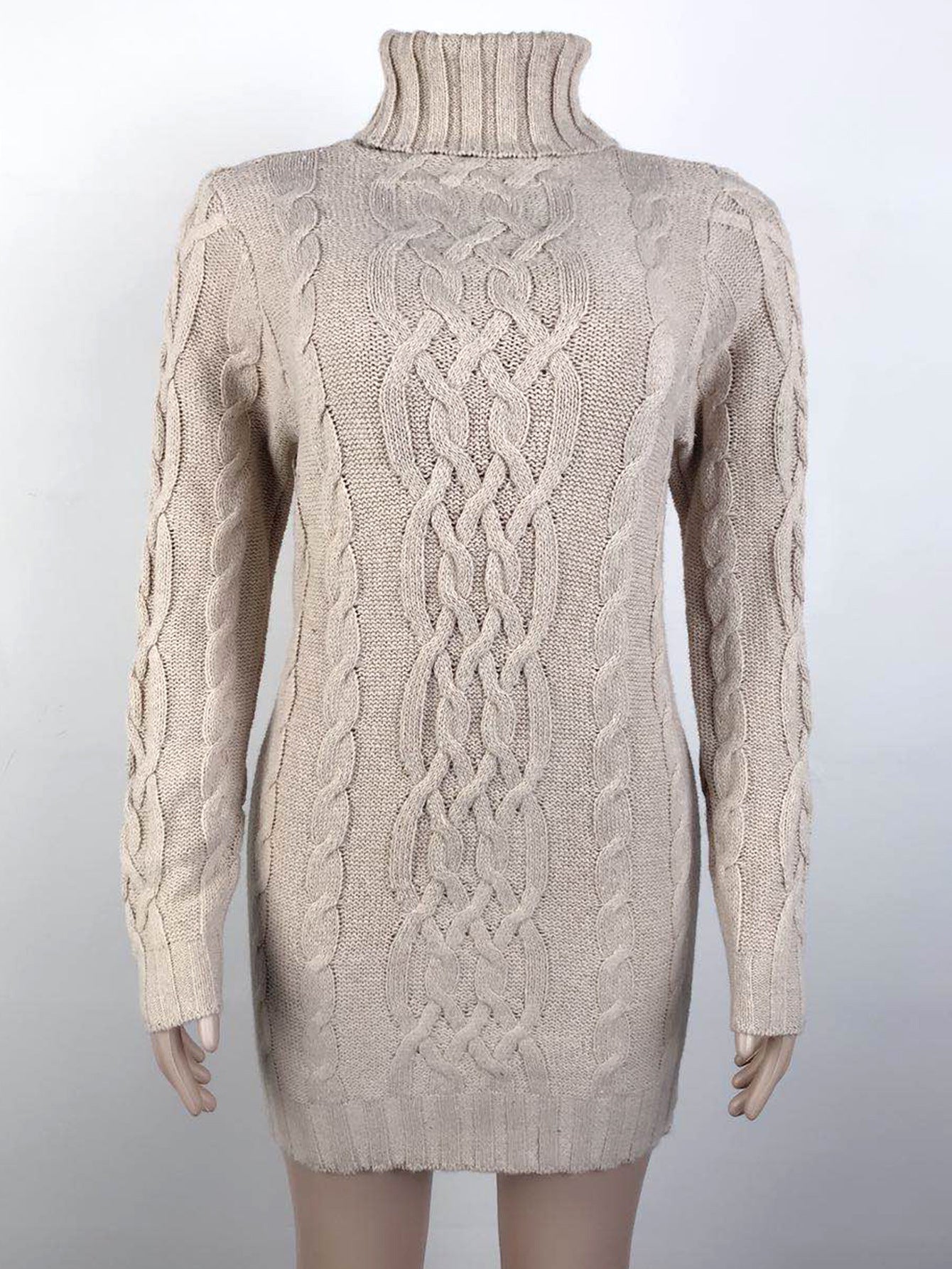 Turtleneck Cable Knit Dress