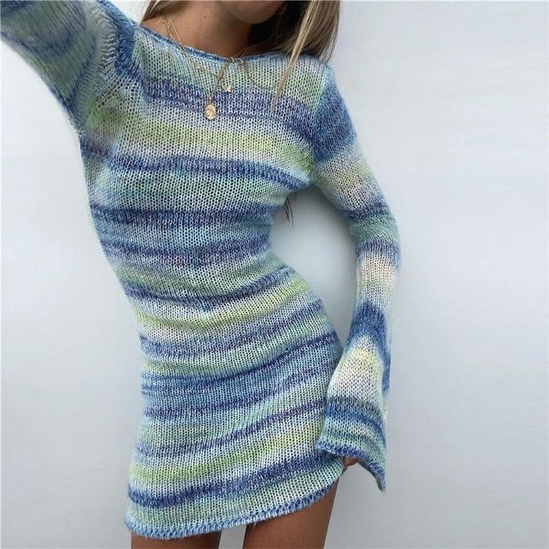 High Tide Knitted Long Sleeve Mini Dress