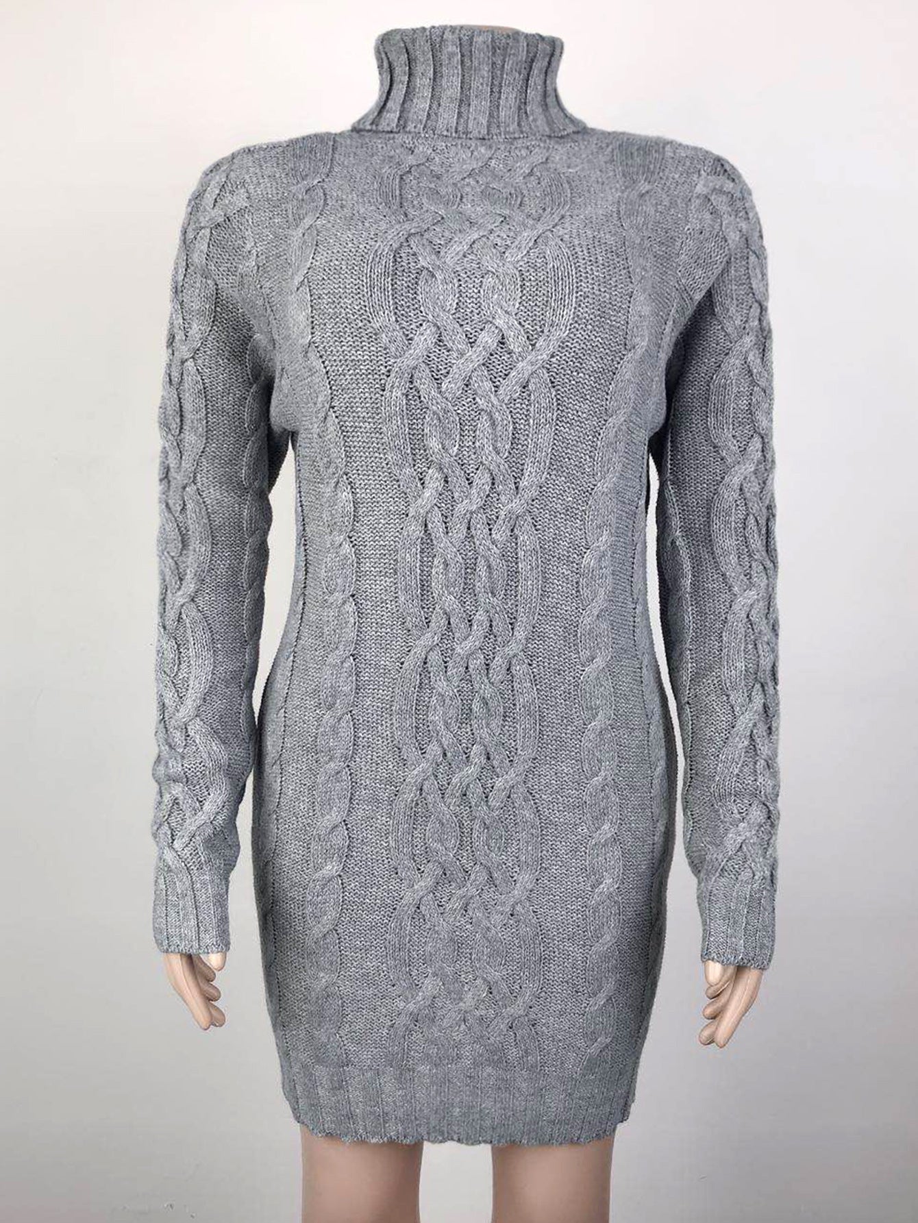 Turtleneck Cable Knit Dress