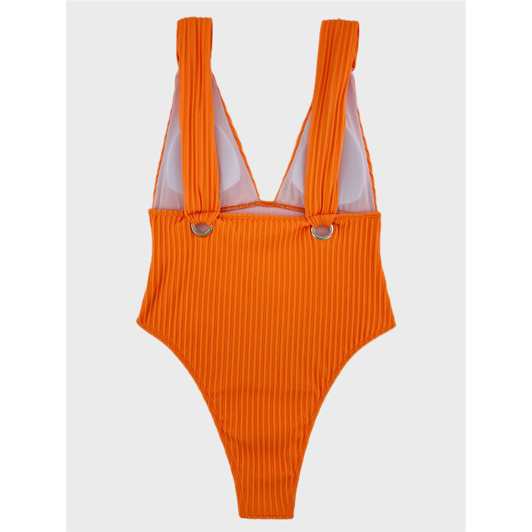 Jill Deep V Neck Ribbed Monokini