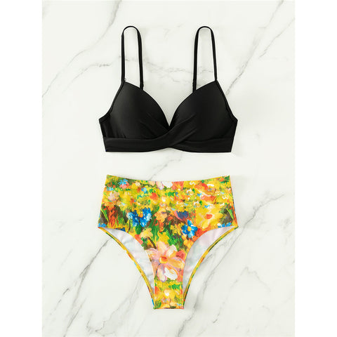 Sally Printed With Bra Cup High Waist Bikini