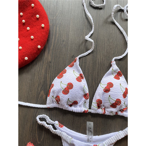 Samantha Printed Mini Micro Thong Halter Bikini