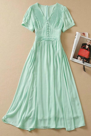 Celebrity Inspired 2022 Mint A-Line Midi Dress