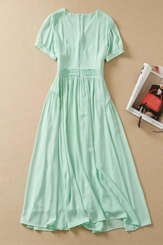 Celebrity Inspired 2022 Mint A-Line Midi Dress