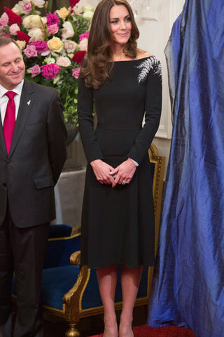 Kate Middleton Black Midi A-Line Dress