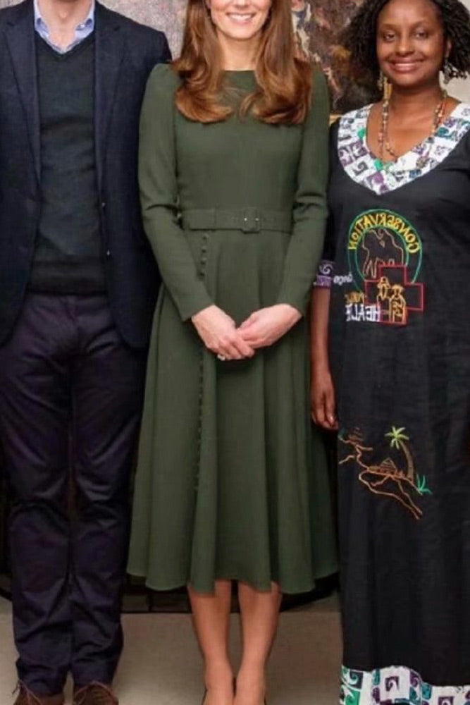 Kate Middleton Elegant Dark Green Holiday Party Dress ARSAO Kate Middleton Elegant Dark Green Holiday Party Dress ARSAO