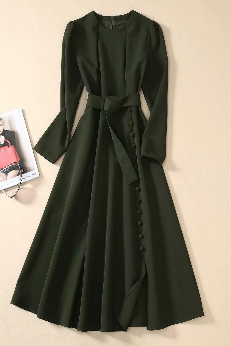 Kate Middleton Elegant Dark Green Holiday Party Dress