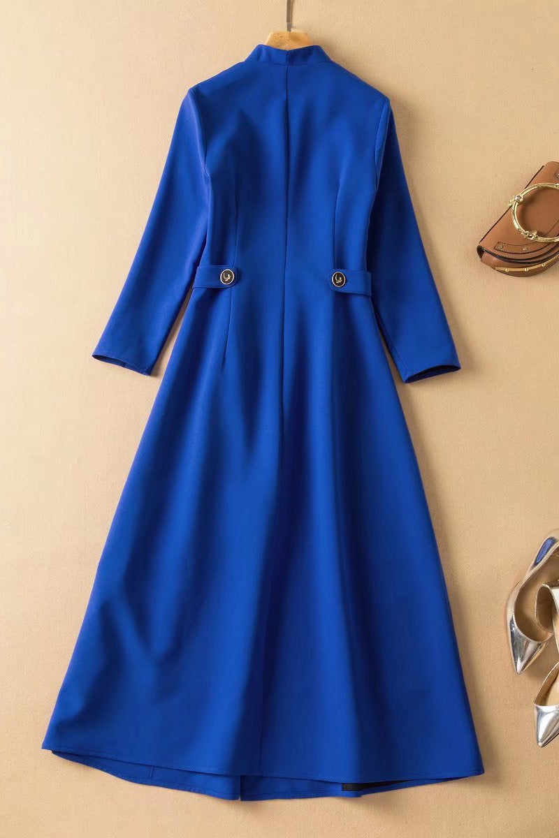 Kate Middleton Royal Blue V-Neck Formal Dress