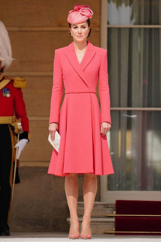 Kate Middleton Watermelon Long Sleeve Dress Coat