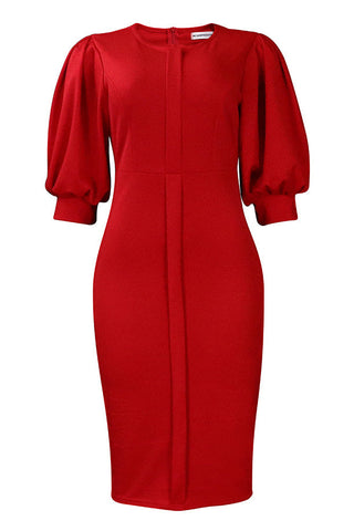 Knee Length Red Bodycon Dress