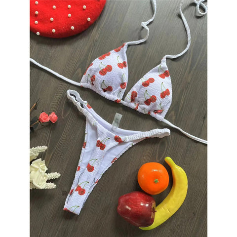 Samantha Printed Mini Micro Thong Halter Bikini