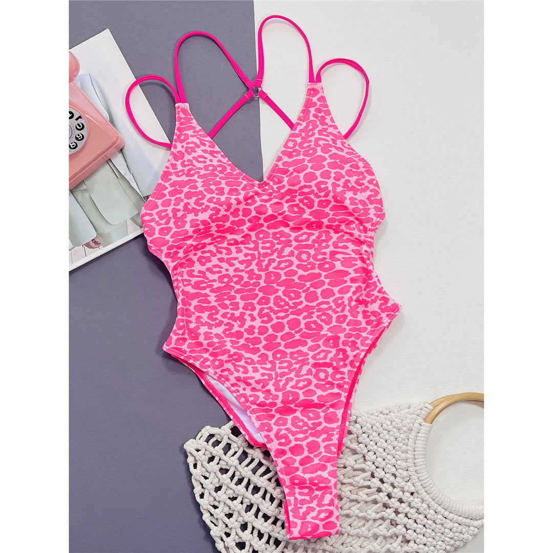 Jasmine Leopard Printed V Neck Monokini