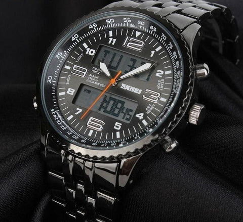 Men Outdoor Sport Watch Alarm Chrono Calendar Waterproof 3Bar Back Light Dual Display Wristwatches 1032