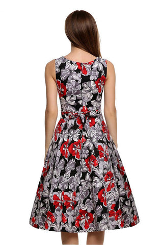 Midi Sleeveless Print A-Line Party Homecoming Dress